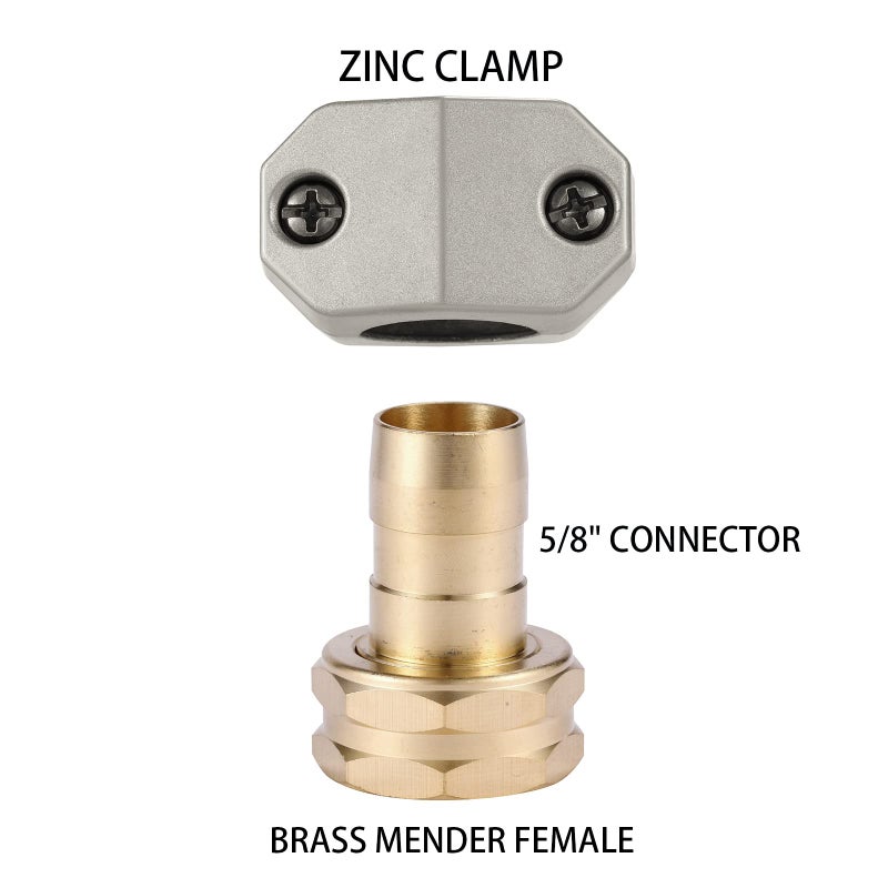 Sanpaint Zinc and Brass Female Clamp Coupling,Fits 3/4" or 5/8" Garden Hose Repair Fitting - Image 5